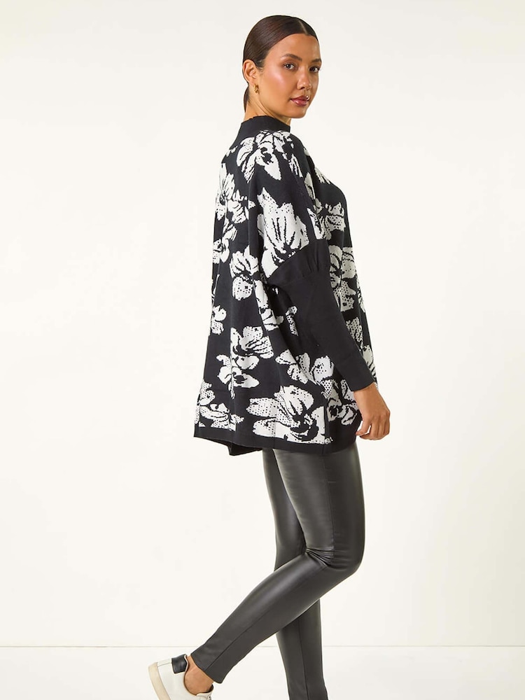 Roman Black Floral Mono Print Knit Jumper - Image 5 of 6