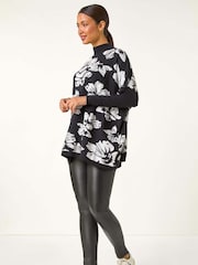 Roman Black Floral Mono Print Knit Jumper - Image 6 of 6