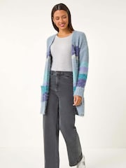 Roman Blue Fluffy Stripe Pocket Cardigan - Image 5 of 5