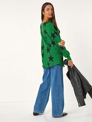 Roman Green Star Print Long Sleeve Knit Jumper - Image 3 of 5