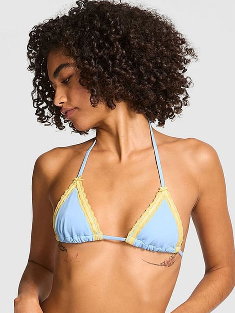 Victoria's Secret PINK Smooth Sailing Blue Triangle Bikini Top - Image 1 of 3 Victoria's Secret PINK Smooth Sailing Blue Triangle Bikini Top - Image 1 of 3