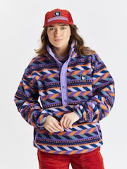 Harper & Lewis Purple Charlie Retro Pattern Popper Neck Sherpa Fleece - Image 2 of 7