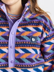 Harper & Lewis Purple Charlie Retro Pattern Popper Neck Sherpa Fleece - Image 4 of 7