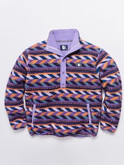 Harper & Lewis Purple Charlie Retro Pattern Popper Neck Sherpa Fleece - Image 6 of 7