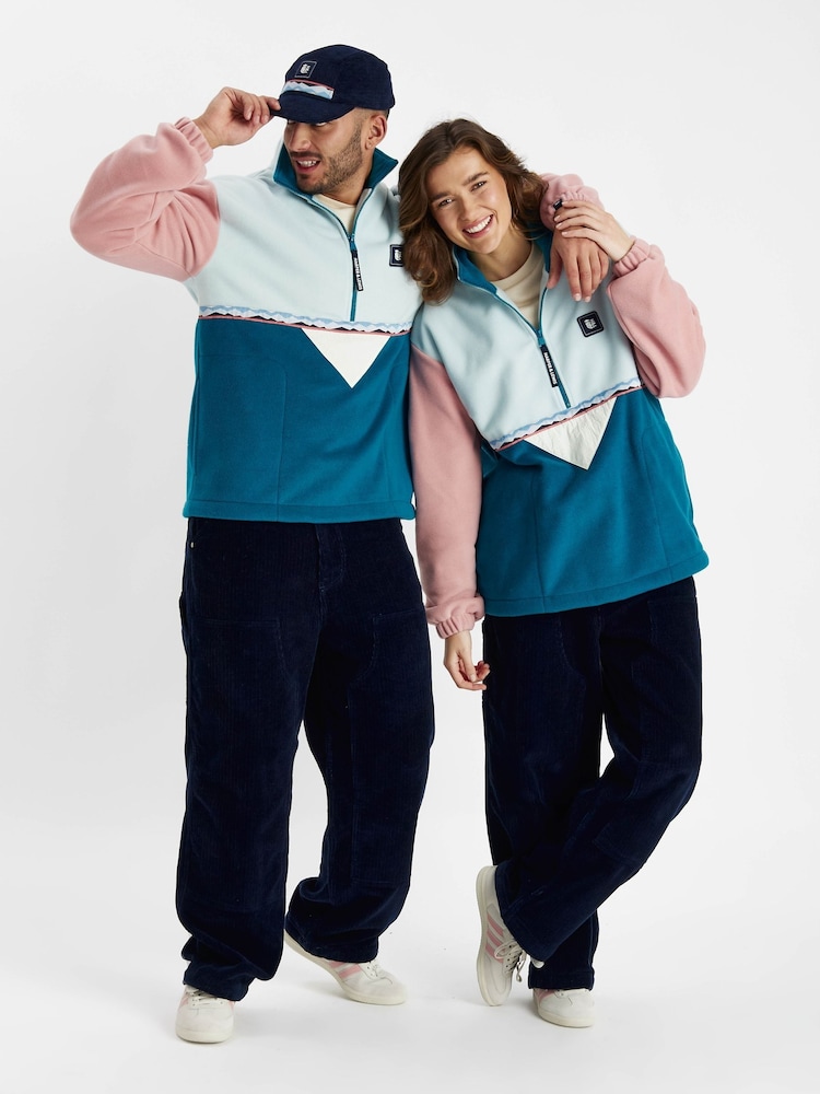 Harper & Lewis Blue Palm Quarter Zip Fleece Cool Aqua - Bild 1 von 6