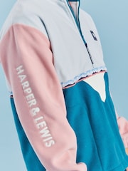 Harper & Lewis Blue Palm Quarter Zip Fleece Cool Aqua - Bild 4 von 6