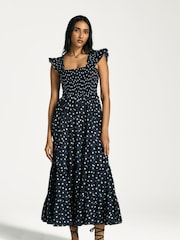 Rixo Blue Kendall Polka Dot Tiered Midi Dress - Image 4 of 6