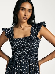 Rixo Blue Kendall Polka Dot Tiered Midi Dress - Image 5 of 6