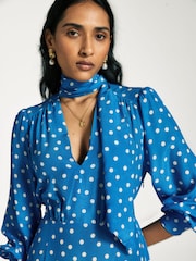 Rixo Blue Marigold Midi Dress - Image 4 of 4