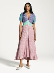 Rixo Pink Novara Button Down Midi Dress - Image 2 of 6