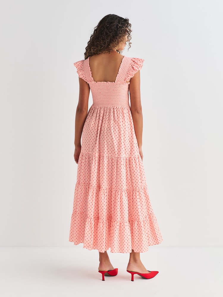 Rixo Pink Kendall Tiered Midi Dress - Image 2 of 8