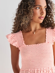 Rixo Pink Kendall Tiered Midi Dress - Image 4 of 8