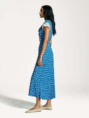 Rixo Blue Amari Polka Dot Midi Dress - Image 3 of 7