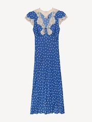 Rixo Blue Amari Polka Dot Midi Dress - Image 7 of 7
