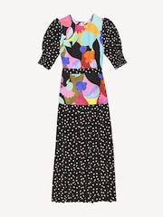 Rixo Black Cozi Tulip Print Midi Dress - Image 6 of 6