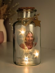 Personalised Memorial Photo Upload LED Light Up Glass Jar by PMC - Image 1 of 3