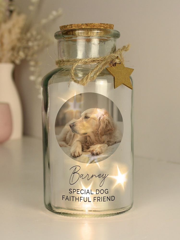 Personalised Memorial Photo Upload LED Light Up Glass Jar by PMC - Image 2 of 3