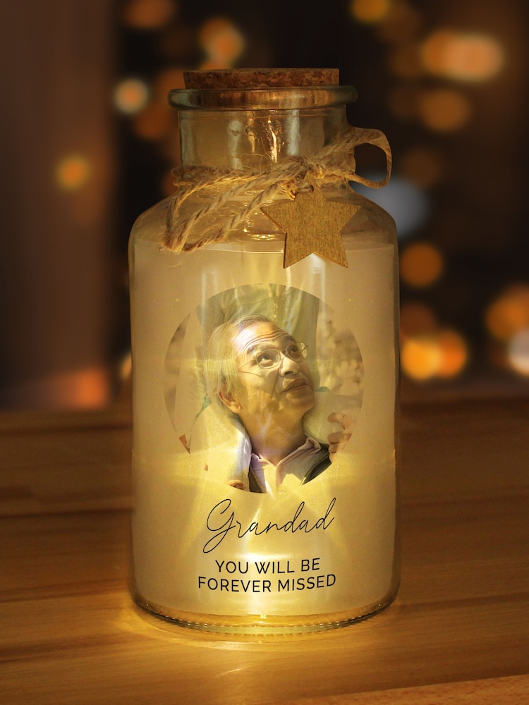Personalised Memorial Photo Upload LED Light Up Glass Jar by PMC - Image 3 of 3