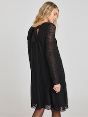 Simply Be Black Textured Dance Dress With Bow Back - Image 3 of 4