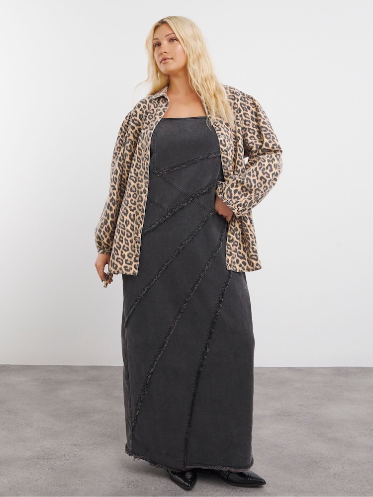 Simply Be Brown Leopard Print Blouson Sleeves 100% Cotton Blouse - Image 4 of 4