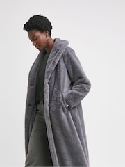 JD Williams Grey Longline Faux Fur Coat - Image 2 of 4