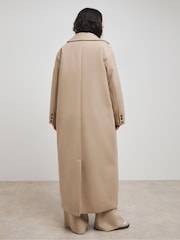 Simply Be Natural Faux Fur Wool Maxi Coat - Image 2 of 4
