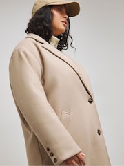 Simply Be Natural Faux Fur Wool Maxi Coat - Image 4 of 4