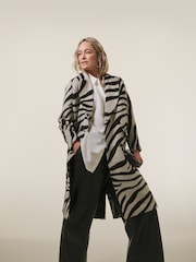 JD Williams Black Zebra Printed Wool Coat - Image 1 of 4