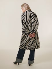 JD Williams Black Zebra Printed Wool Coat - Image 2 of 4