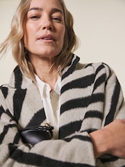 JD Williams Black Zebra Printed Wool Coat - Image 3 of 4