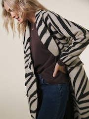 JD Williams Black Zebra Printed Wool Coat - Image 4 of 4