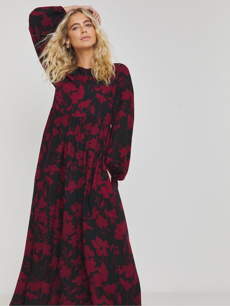 Simply Be Black Viscose Pocket Midi Dress - Image 1 of 4