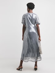 JD Williams Grey Sequin Keyhole Maxi Dress - Image 3 of 4