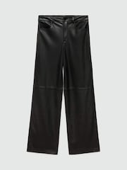 Mango Black Mid-Rise Leather Effect Trousers - Image 5 of 6