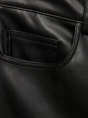 Mango Black Mid-Rise Leather Effect Trousers - Image 6 of 6