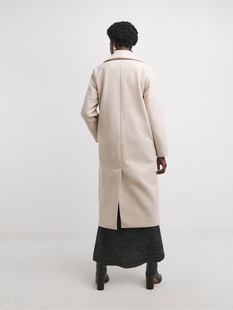 JD Williams Cream Longline Wool Coat - Image 2 of 4 JD Williams Cream Longline Wool Coat - Image 2 of 4