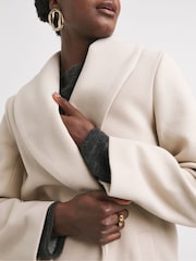 JD Williams Cream Longline Wool Coat - Image 3 of 4
