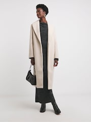 JD Williams Cream Longline Wool Coat - Image 4 of 4