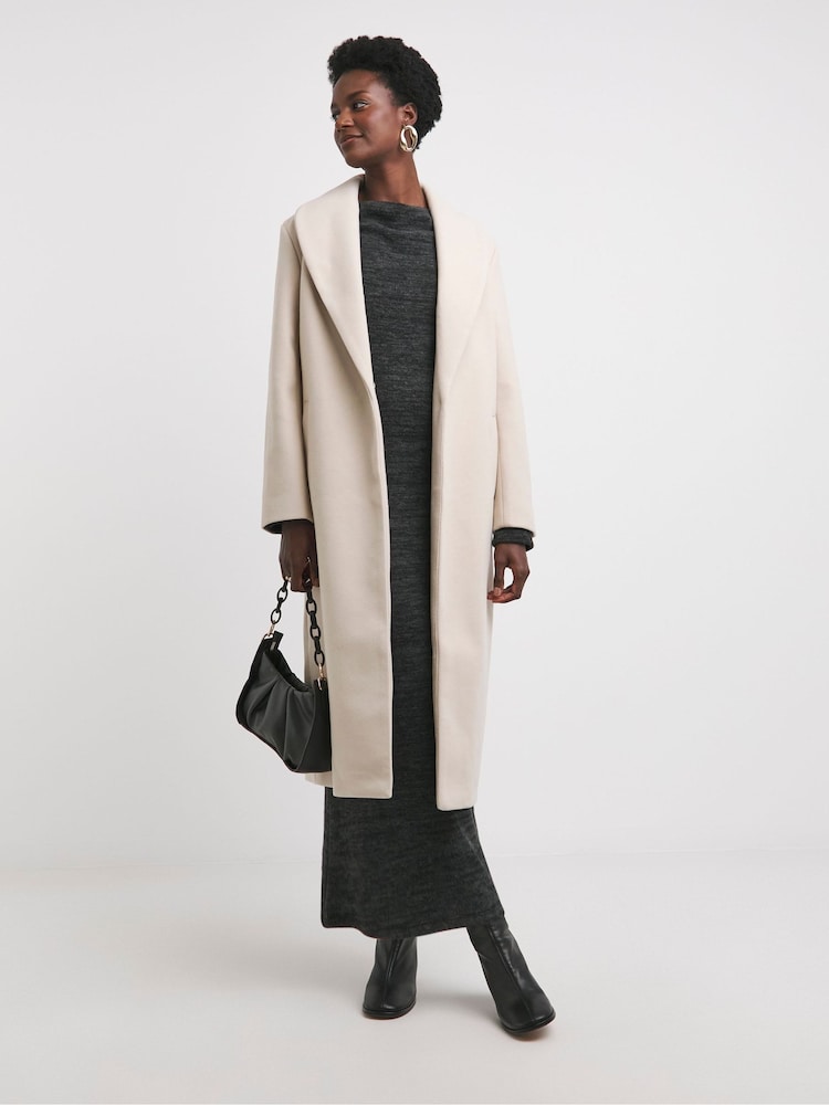JD Williams Cream Longline Wool Coat - Image 4 of 4