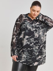 Simply Be Black Relaxed Sheer Shirt - Image 1 of 5