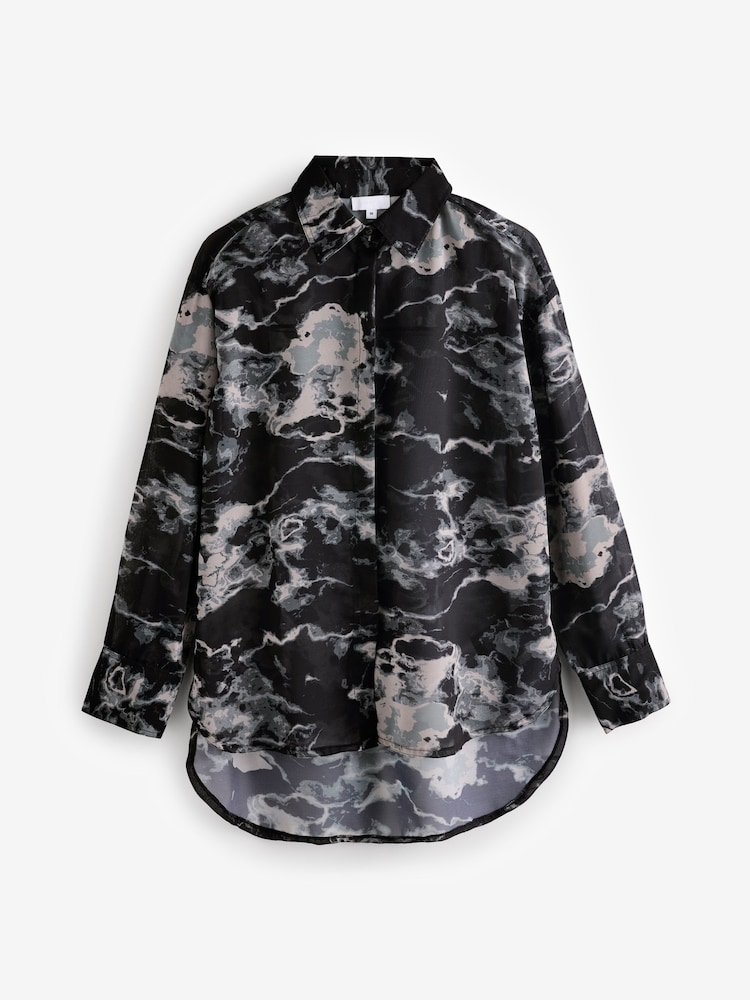 Simply Be Black Relaxed Sheer Shirt - Image 5 of 5