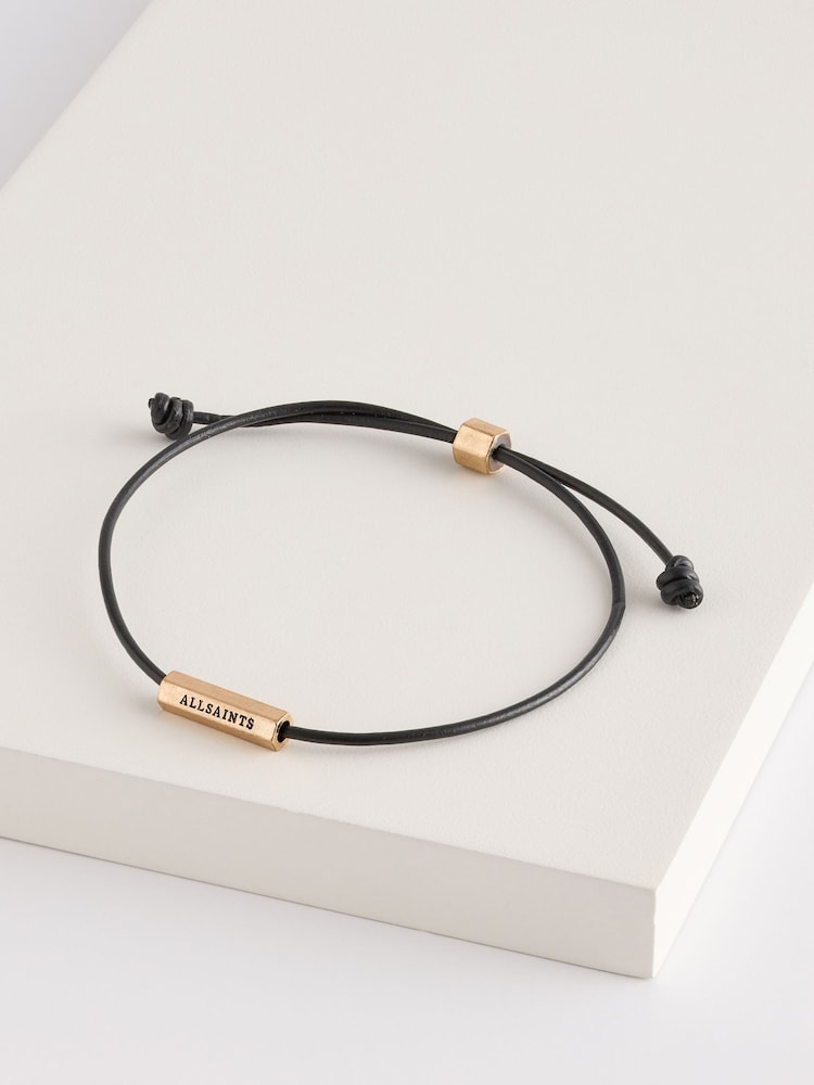 AllSaints Black Hexagon Bar Friendship Bracelet - Image 1 of 4