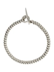 AllSaints Silver Tone Mens Curb Chain Bracelet - Image 1 of 4