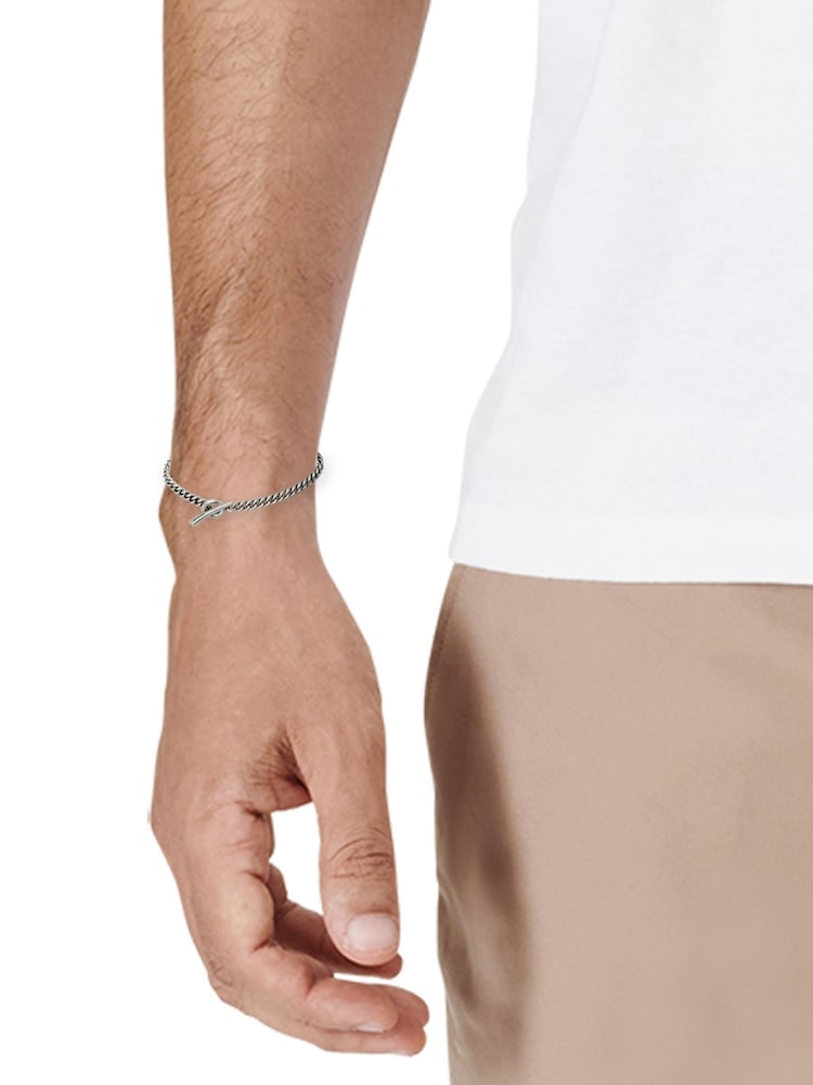AllSaints Silver Tone Mens Curb Chain Bracelet - Image 4 of 4