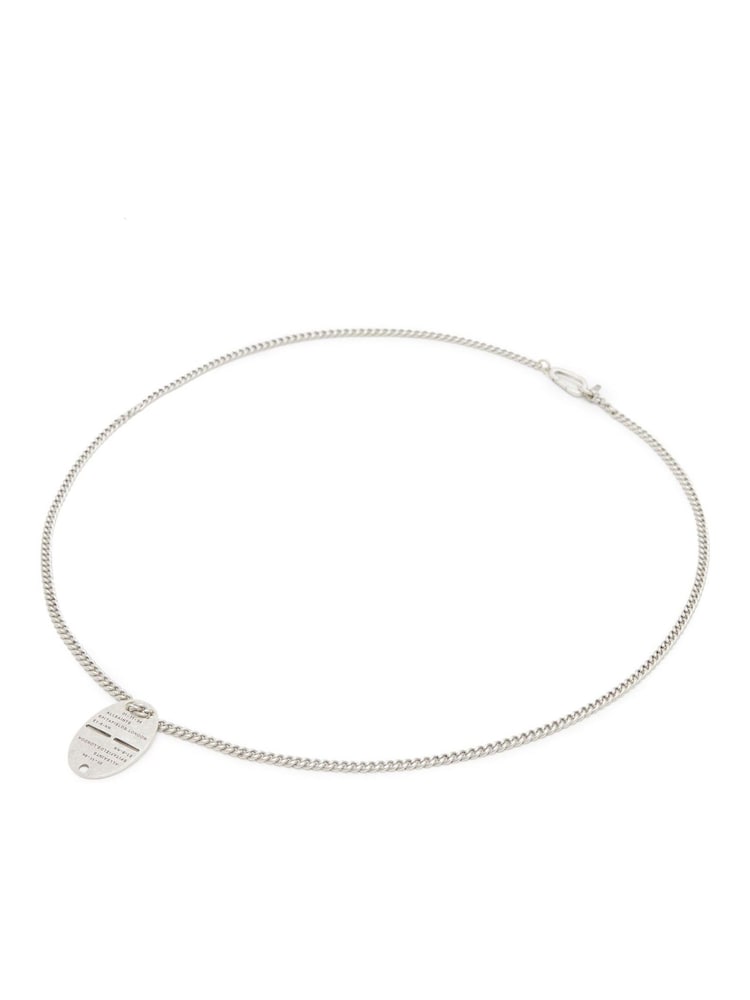 AllSaints Silver Tone Mens Signature Dog Tag Pendant Necklace - Image 1 of 5