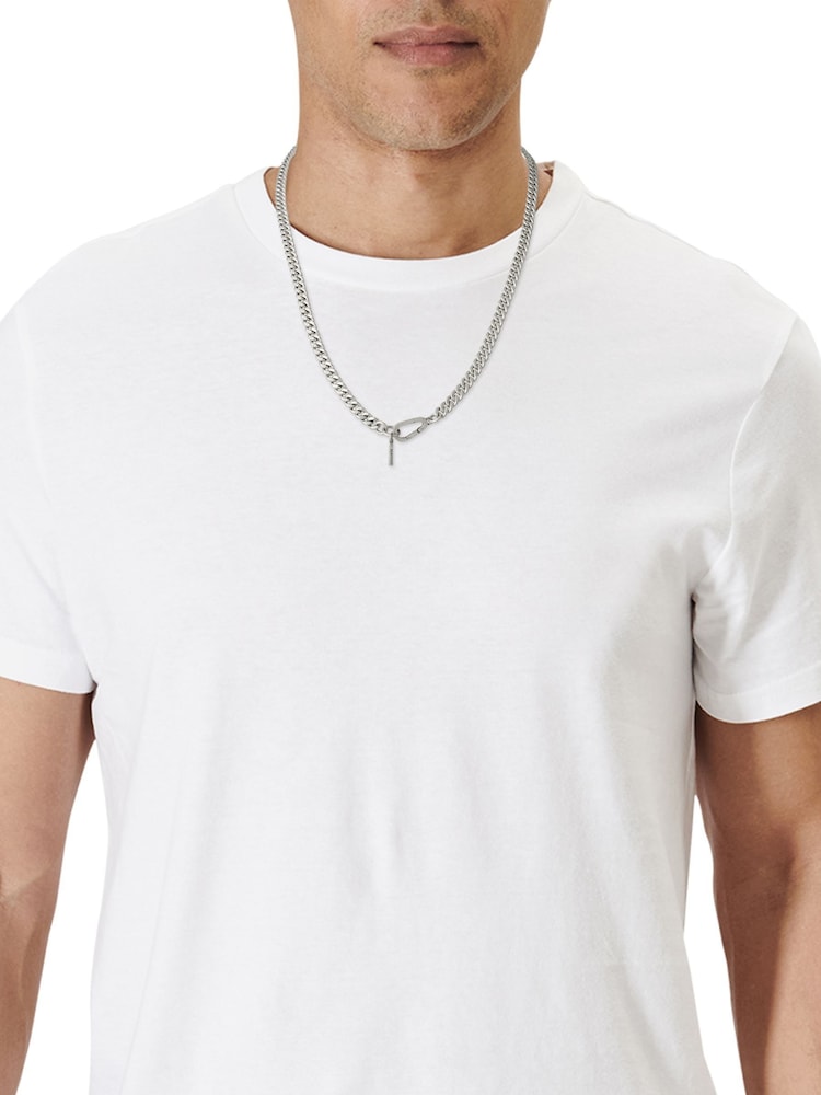 AllSaints Silver Tone Mens Curb Chain Necklace - Image 4 of 4