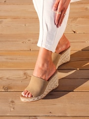 Linzi Natural Murano Espadrille Mule Wedges - Image 1 of 5