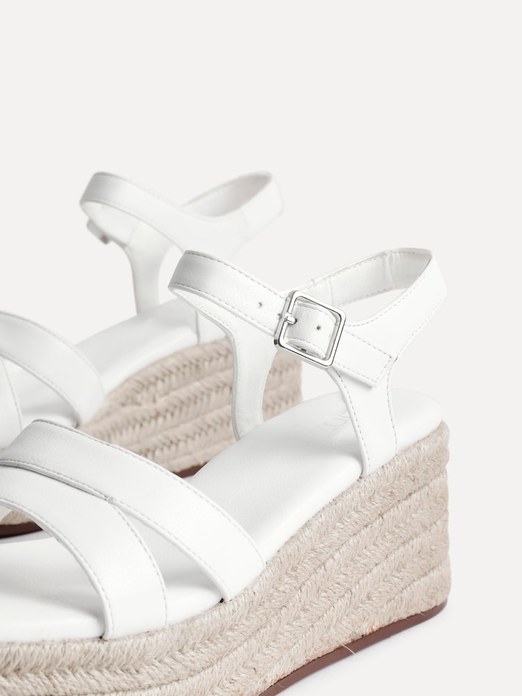 Linzi White Contour Double Front Strap Wedge Sandals - Image 5 of 5