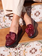 Linzi Red Cathy Platform Loafers with Large Bow - Image 1 of 5
