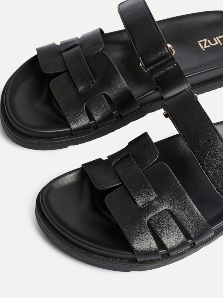Linzi Black Essential Slip-On Sandals With Woven Front Strap - Image 5 of 5
